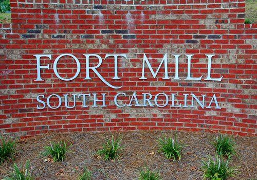 Fort Mill South Carolina Displayed on a Brick Wall