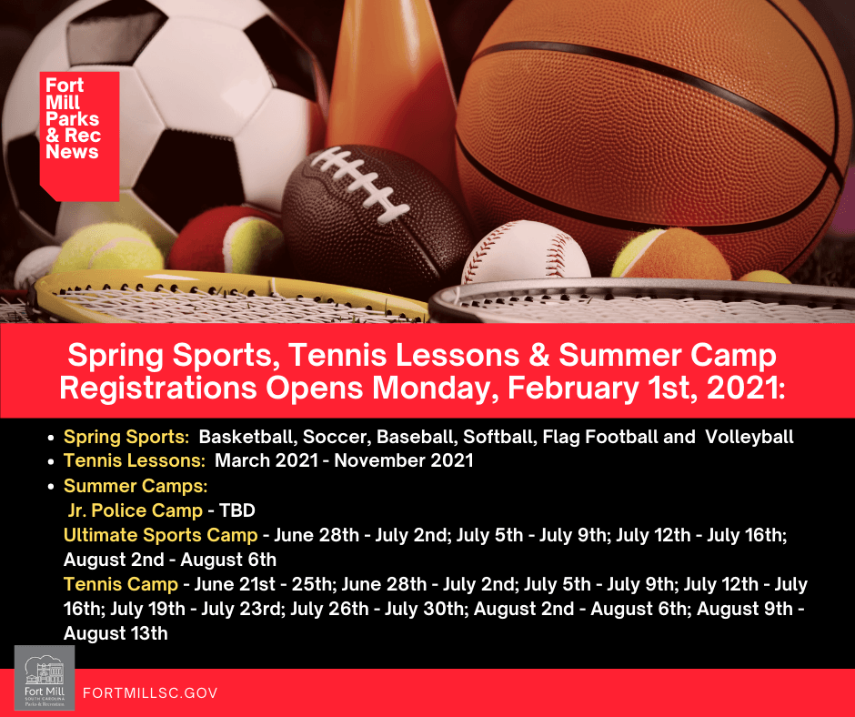 Fort Mill Parks and Rec News Spring Sports Registration Announcement 12.30.2020a