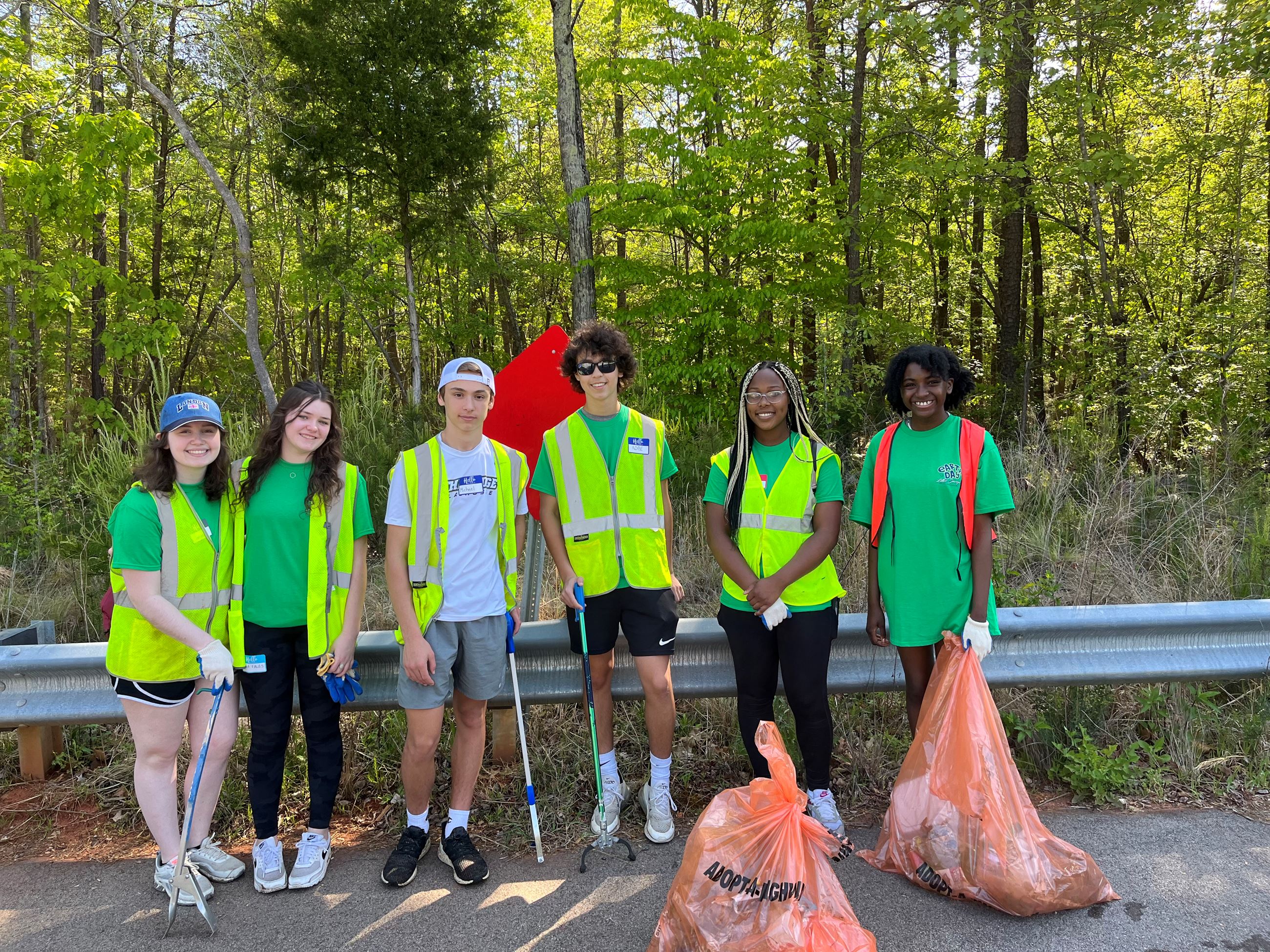 Group of teens at litter clean up